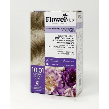 Trwała farba do włosów FlowerTint - seria Popielaty - 10.01 platynowy popielaty blond