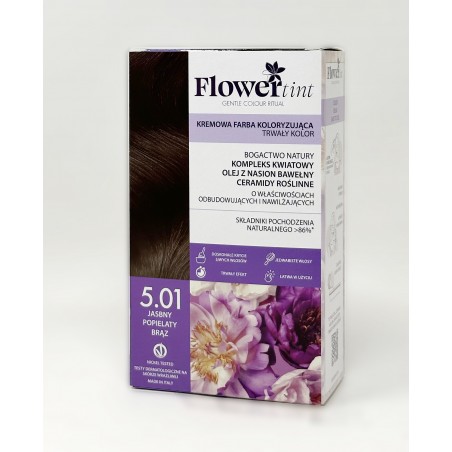 Trwała farba do włosów FlowerTint - seria Popielaty - 5.01 jasny popielaty brąz